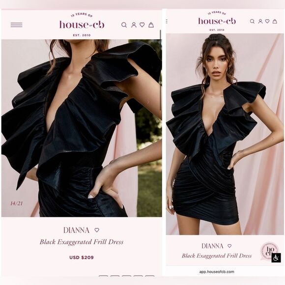 House of CB “Diana” Black Exaggerated Frill XS Dress - Picture 4 of 16